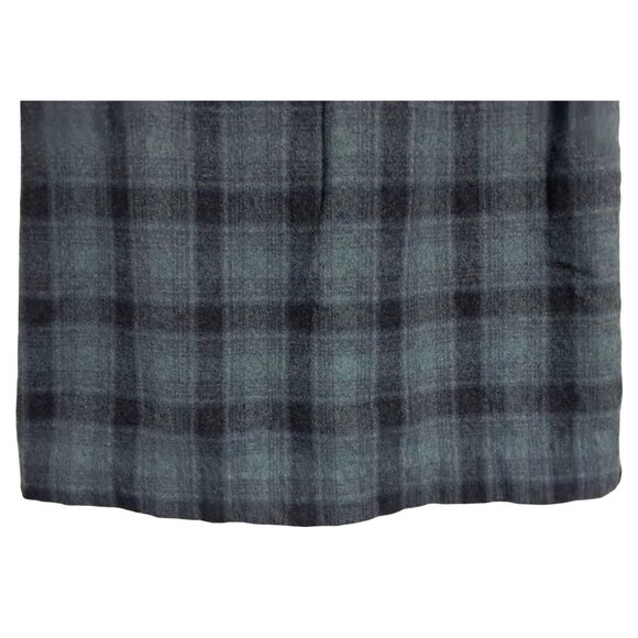 Vintage 70s 80s Blue Plaid Wool A-Line Skirt Side Zip Knee Length W 34" Women - Picture 6 of 8